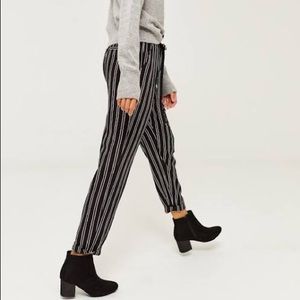 Pin striped paper bag pants